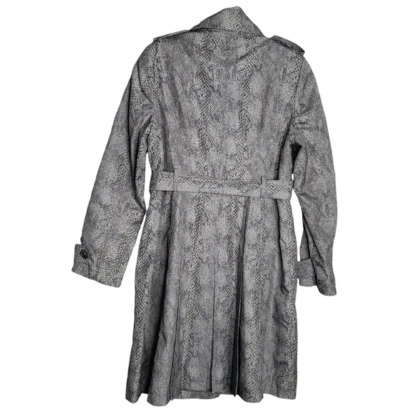 Vtg Snake Print Y2K 80's Trench Coat Rain Double Breast Mod Animal Spy Grunge  S - Picture 16 of 17